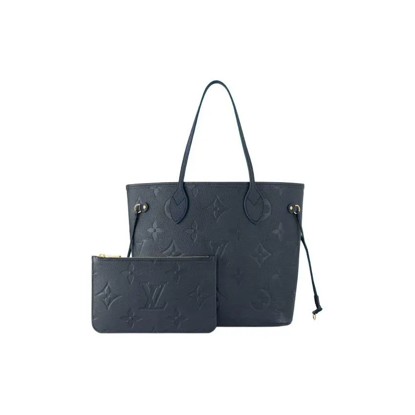 Women's Louis Vuitton Neverfull MM Monogram Zip Top Leather Carry-All Tote Bag - High-End, Dark Navy Blue, Multifunctional (Included: Carry-All, Dark, High-End, Leather, Multifunctional Women's Handbags), Carry-All Women's Handbags