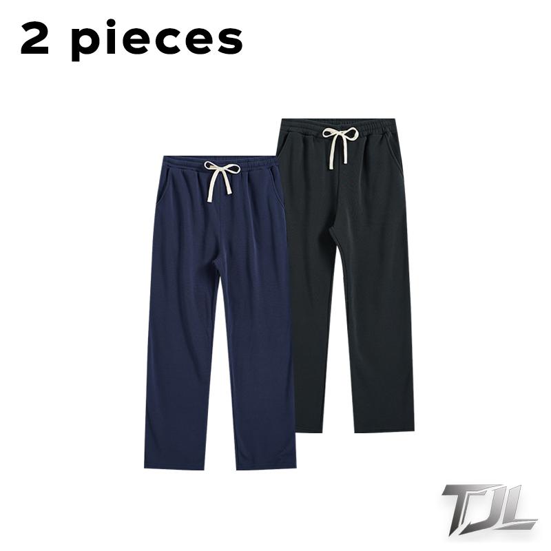 TJL Men's Regular Fit Solid Drawstring Waist Sweatpants, Casual Pocket Design Pants for Fall & Winter, Men's Trousers for Daily Wear, Yoga Training Pants, Casual Sports Pants solid drawstring waist sweatpants