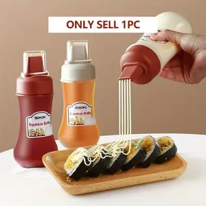 Squeeze Sauce Bottle, 1 Count Leak Proof Refillable Condiment Container for Salad Ketchup Honey Jam, Seasoning Bottle for Home Kitchen Cooking, Utensils, Kitchen Gadgets, Spices Containers, Kitchenware