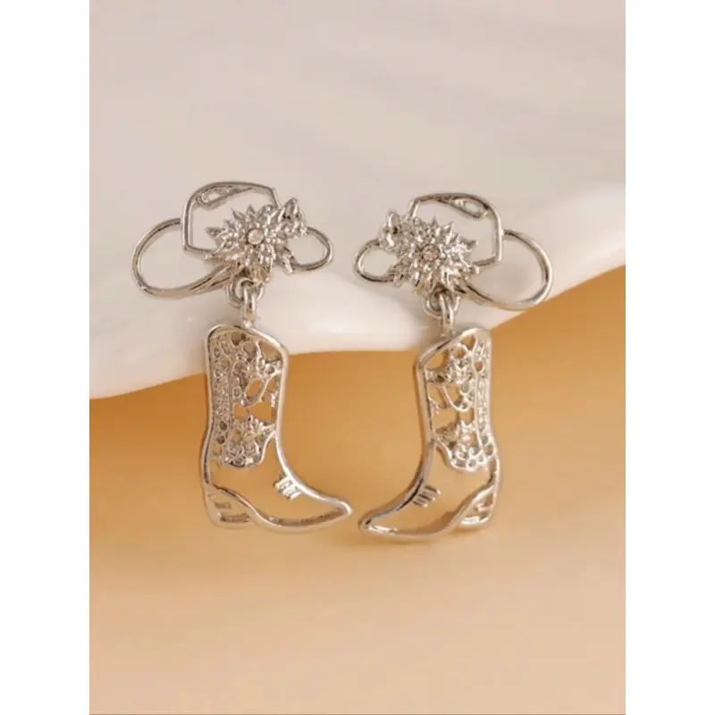2 Piece Set Western Cowboy Boot Earrings Hollow Boot Ear Jewelry For Daily Holiday Wear Lightweight Easy Matching All Match Outfits	