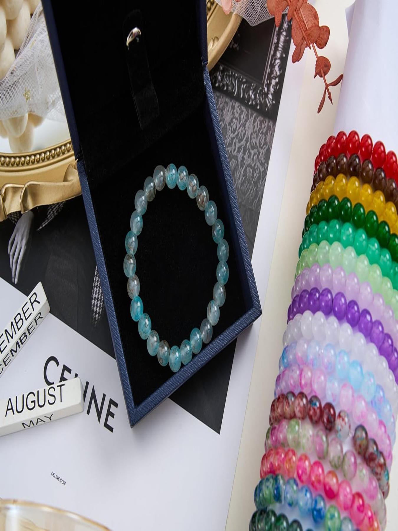 48-color Round Glass Bead Kit, 360/ Colorful Beads for Bracelet Necklace Earrings, Jewelry Making Supplies for Women & Teenager Beading Making