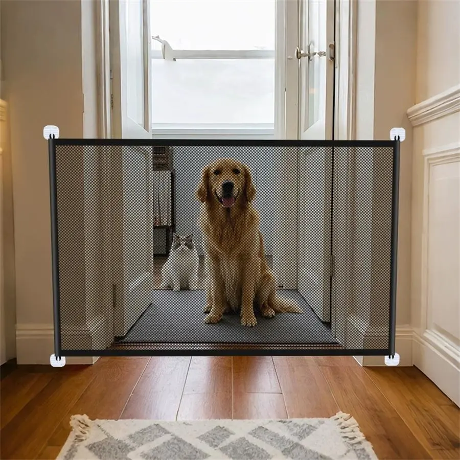 Foldable Pet Gate, Pet Safety Gate, Easy To Fold Portable Pet Barrier, No Need To Use Bracket, Home Pet Supplies, Pet Products, Dog & Cat Furniture