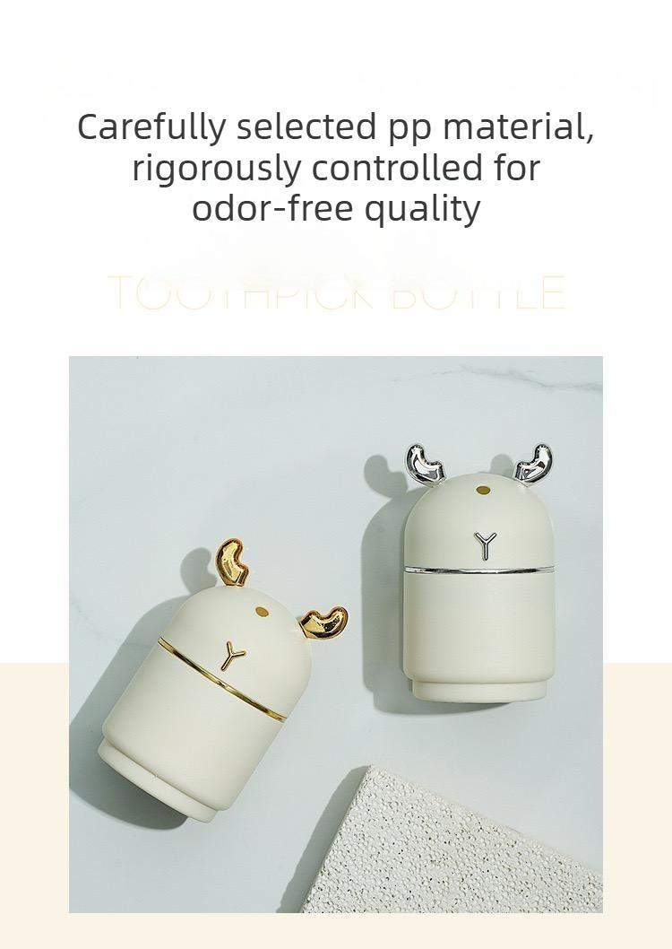 2PCS High-quality, stylish toothpick holder for home use, featuring a delicate and creative cream-colored deer design.