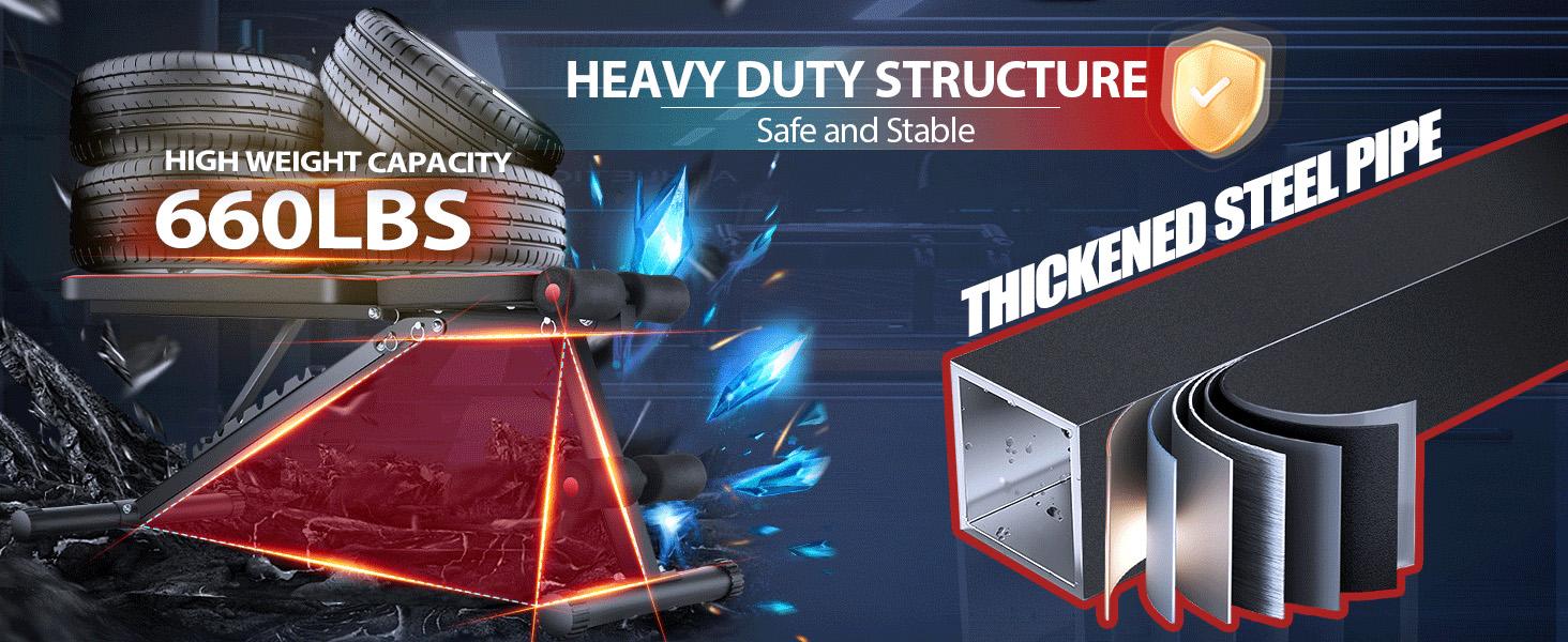 Weight Bench for Home Gym, 660LBS Fast Foldable Workout Bench Press for Home Gym Full Body Strength, 8 Adjustable Backrests Incline/Flat/Decline Sit up Bench