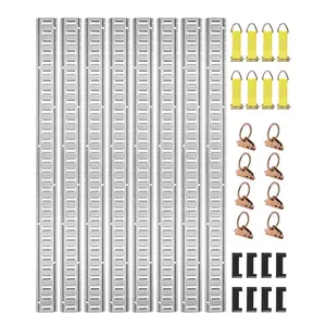 VEVOR E Track Tie-Down Rail Kit, 32PCS 5' E-Tracks Set Includes 8 Steel Rails 8 O-Rings 8 Tie-Offs with D-Ring 8 End Caps, Trailer Securing Accessories for Cargo Motorcycles Bikes, 1500 lbs Load