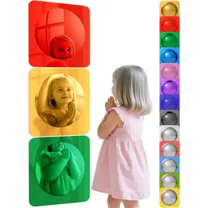 3 Pcs Acrylic Sensory Wall Bubble Mirror Color Convex Mirror Toys for Preschool Classroom, Daycare Calming Corner Supplies Pet Enrichment (10 x 10 Inch,Red,Yellow,Green)fidget toys
