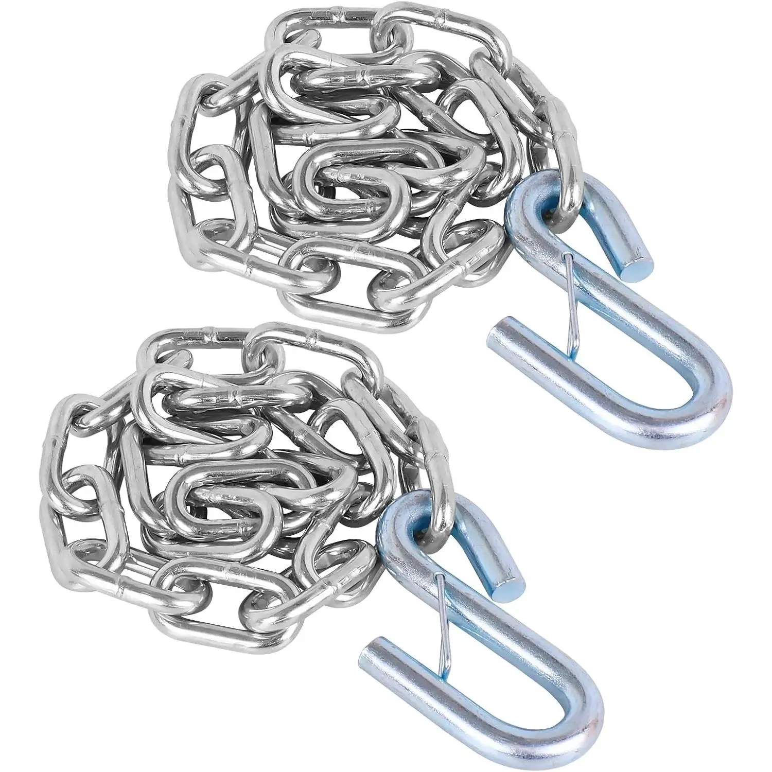 2 Pack 27" Trailer Safety Chain Kit with 5/16" Spring Hooks, Grade 30 Heavy Duty Steel 7000 lbs Capacity Towing Chains, Zinc-Plated Rust Resistant for RV, Boat & Utility Trailer