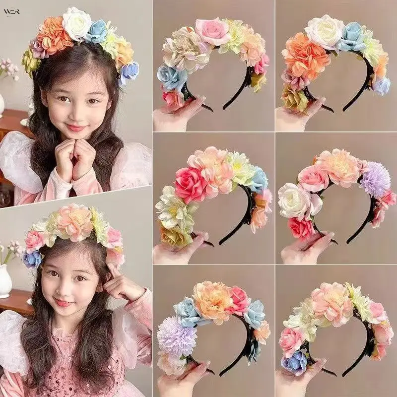 Bohemian Artificial Flower Headband, Vintage Rose Peony Floral Hair Hoop, Fairy Flower Crown Hairband for Women Wedding Beach Holiday Photoshoot Cosplay Party Hair Accessories, Multiple Color Options Available