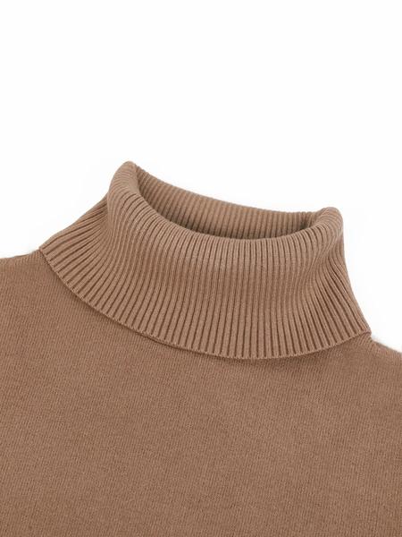 Women's Solid Thermal-Lined Drop- Shoulder High Neck Sweater, Casual Long Sleeve Jumper For Daily Outdoor Wear, Women's Knit Top for Fall & Winter