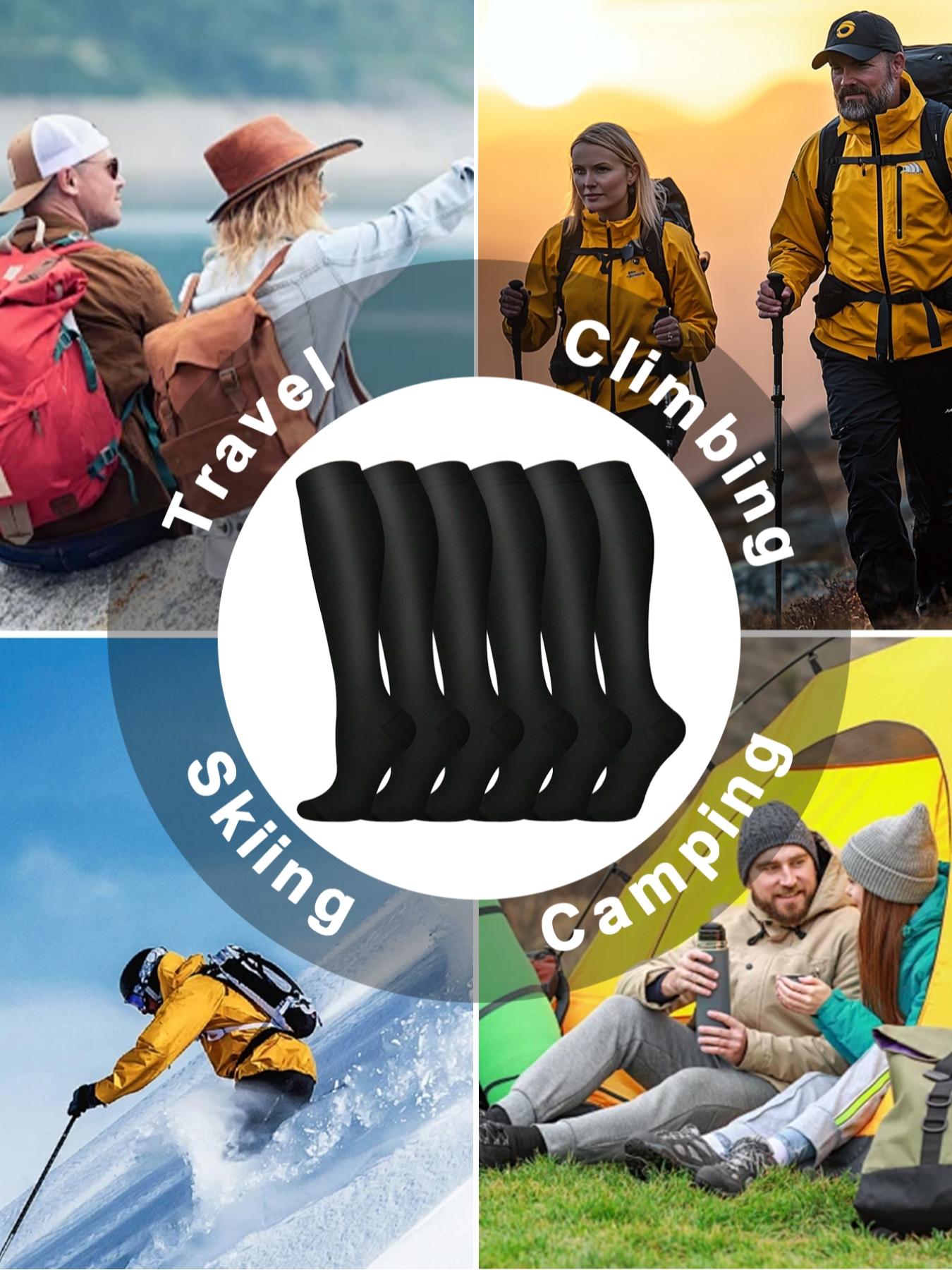 6 pairs of men's and women's compression socks wide calf elastic socks men's and women's booster socks for circulation, running, nurses, pregnant women Support for blood circulation Various colour patterns available, Compression Athletic Socks