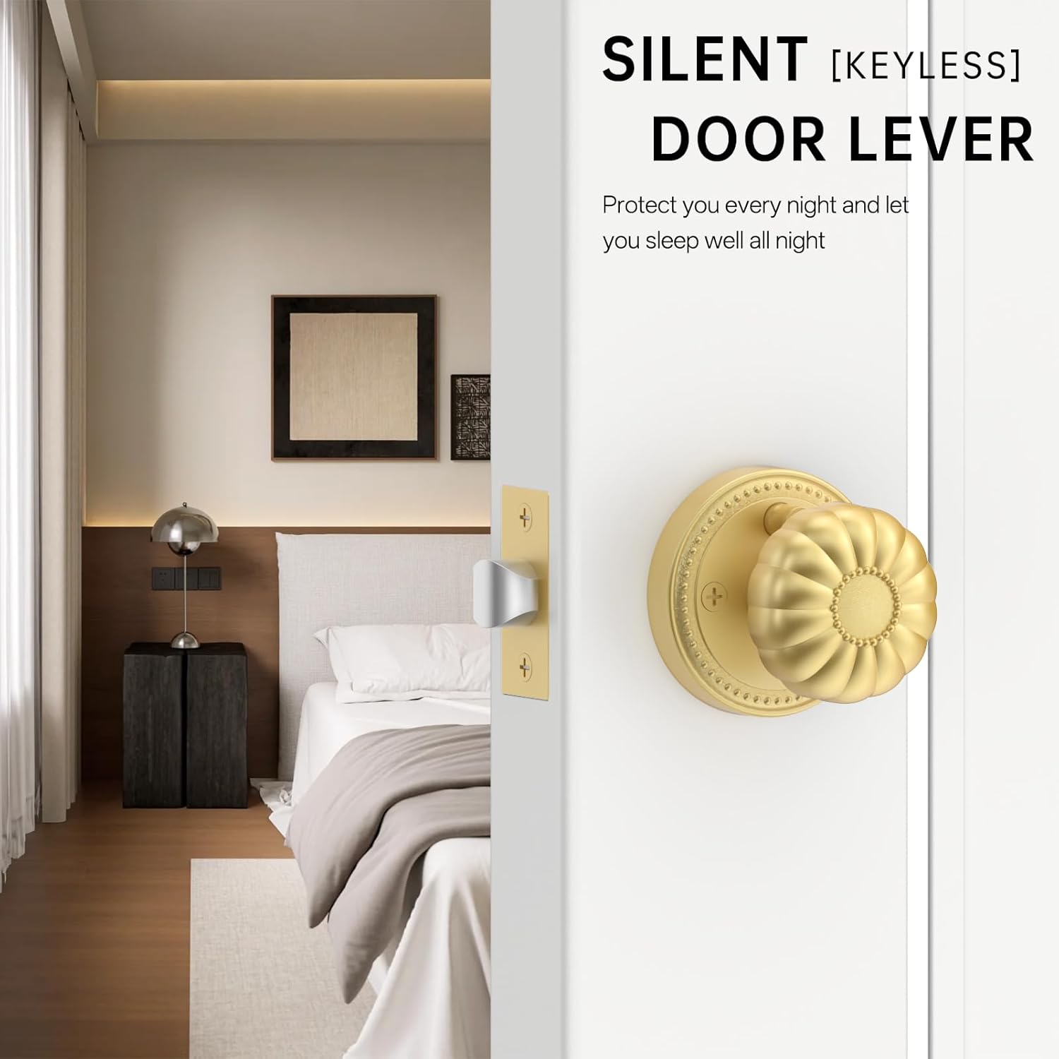 2 Pack  Brushed  Door Knobs, Door Knobs Interior,Heavy Duty Bedroom and Bathroom Door Knob with Lock