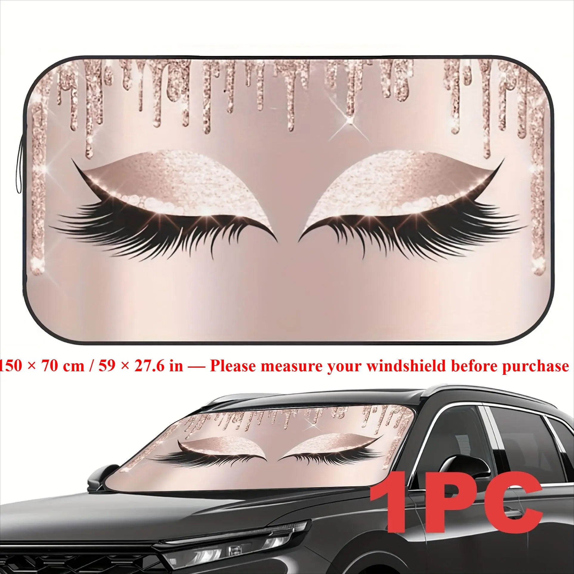 Fashion Silver Color Sun Visor For Car Windshield, UV Protection for Car Interior, Durable Foldable Design, Portable Shade for Cars and Small Suvs, Foldable Car Sunshade