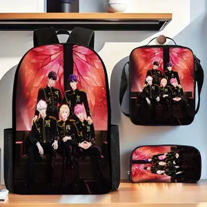 Christmas Season KPOP Virtual Groups 3pcs Large Capacity Oxford Cloth Travel Bag with Laptop Compartment, Unisex School Backpack Including Pencil Case And Lunch Box, Hand Wash - Daily Commuter Bag for Both Men And Women