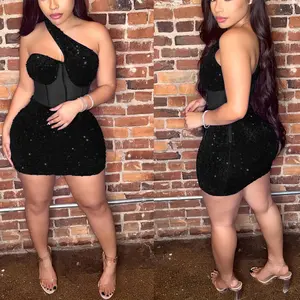 Ladies New Sequined Suspender Sleeveless Bodycon Mesh Splicing Tight Hip Short Dress Party Club Evening Dress dresses Backless Birthday