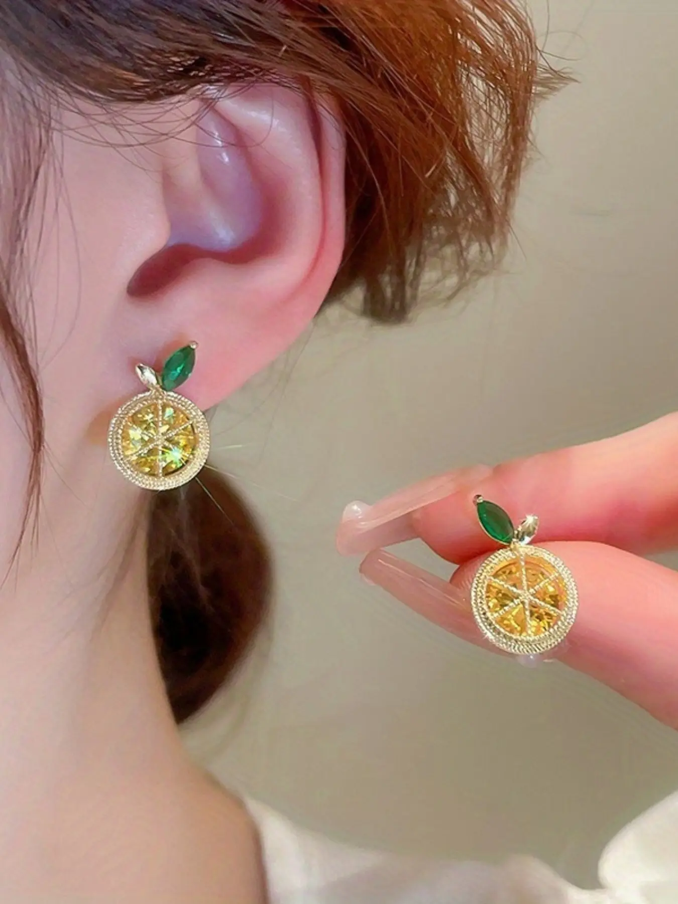「Cute Lemon Zircon Earrings, Creative Fruit Series, Perfect for Any Occasion, Holiday Gift🎁, Elegant and Versatile Jewelry Set」