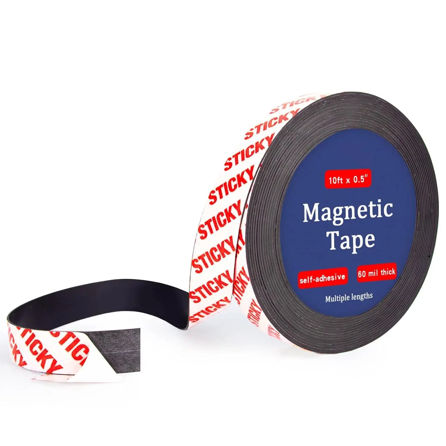 10  x1/2 in  Tape Strips Roll with Adhesive Backing, Flexible Sticky  Tape for Lightweight Craft DIY Projects, Whiteboards and Fridge Organization (0.06" Thick)
