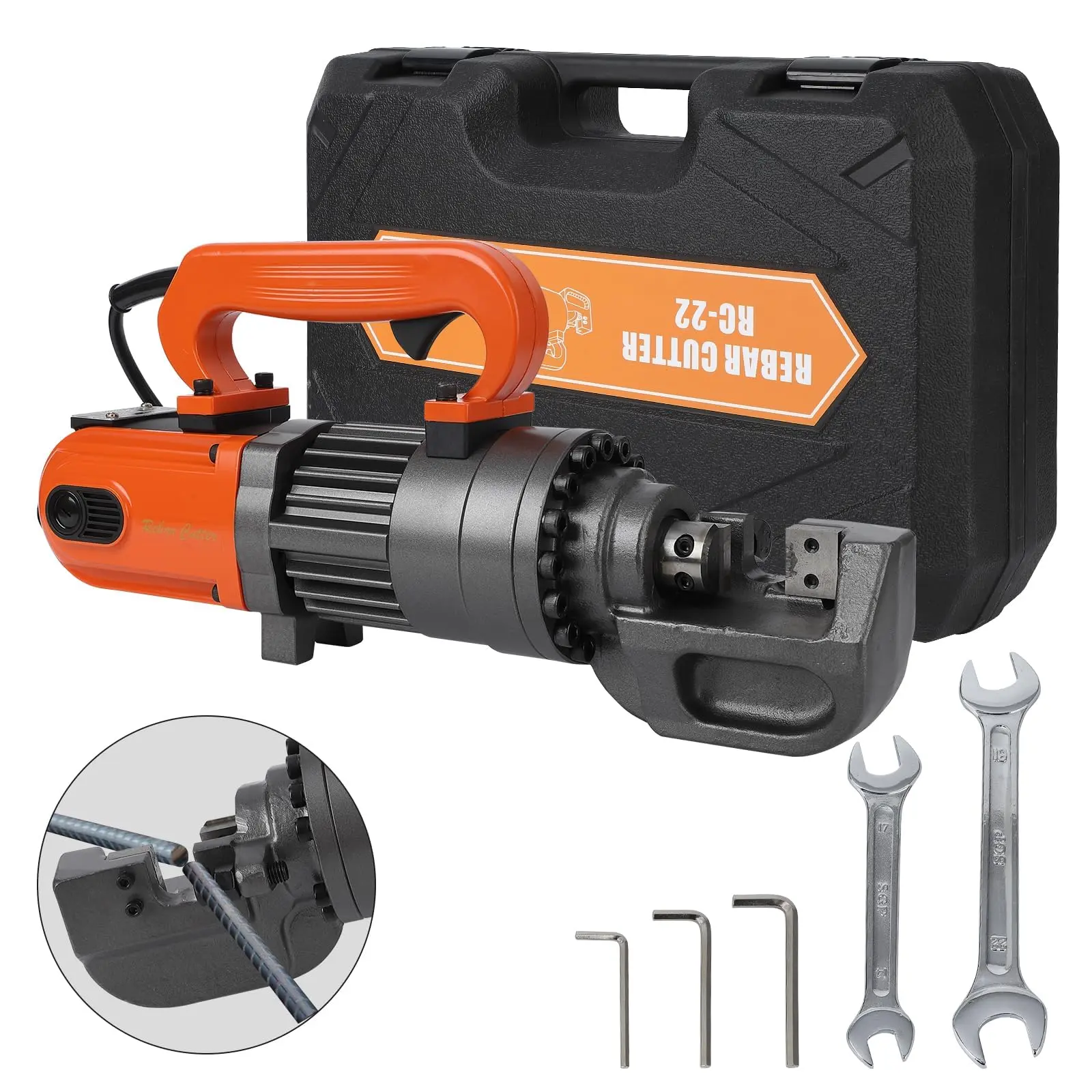 GARVEE Electric Hydraulic Rebar Cutter, 1350W 110V, Cutting up to 7/8 Inch #7 4-22mm Rebar, Steel, with Blades, Cutting Speed 3.5-4.0S, Concrete Construction Tools Heavy Duty (1350W RC-22)