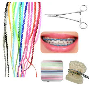 20 Pack Continuous Orthodontic Power Chains, 20cm Colorful Dental Elastic Bands with Pliers, Fashion DIY Braces Replacement Chains Accessories for Teens and Adults Daily Dental Care