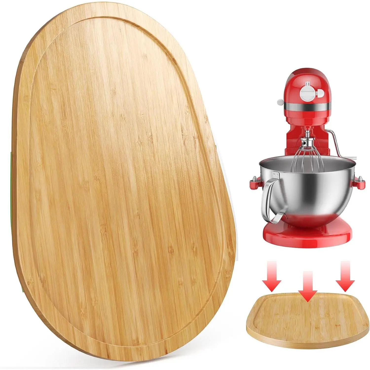 Food-Grade Bamboo Mixer Slider: For KitchenAid 5-8 Qt Bowl Lift Stand Mixer. Appliance Sliding Mat For Artisan, Kitchen Countertop Storage Accessories (Moving Tray)
