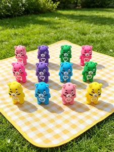 12 Assorted Color 3D Silicone Bear Charms, Straight-Hole Focal Beads, Bead Assortment, Soft Little Bear Pendants, Durable for DIY Craft Decorations