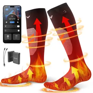 【DealsForYouDays】VEVOR Heated Socks, Medium Size, 5000mAh Battery Rechargeable Heating Socks with 4 Heating Levels, Electric Heated Sock with APP Control for Men Women, Foot Warmer for Hunting Riding Camping Hiking