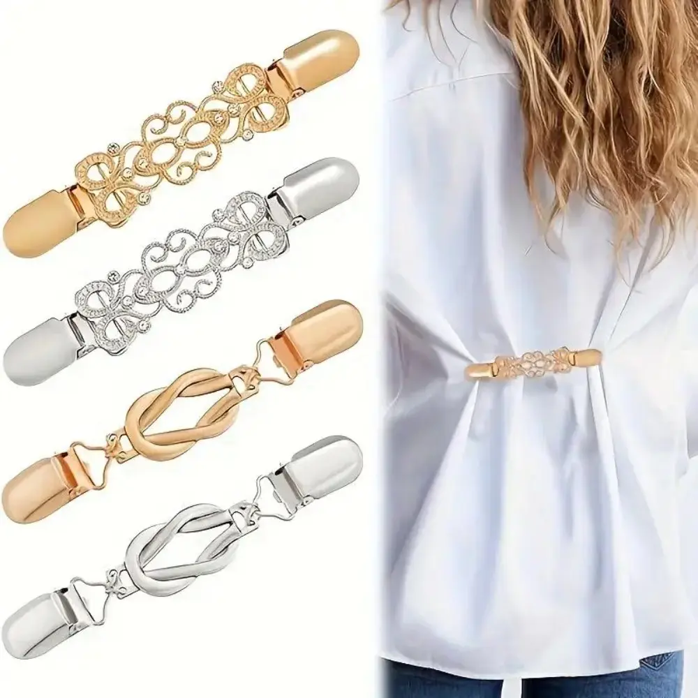 4-Pack Vintage Ornate Waist Cinch Clips, Adjustable Alloy Metal Waist Cinchers with Secure Clasps for Sweaters, Daily Outfits, Waist Cinch Clip