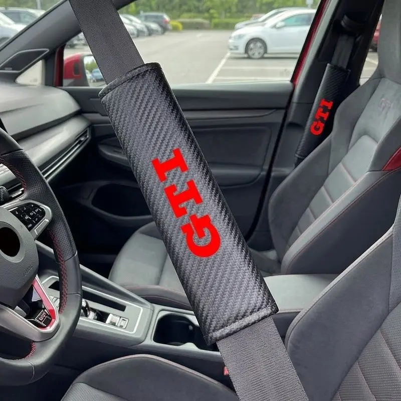 2-Pack Car Seatbelt Cover for VW Volkswagen GTI Golf MK6 MK7 MK8 R-Line GTE, Premium Carbon Fiber Texture Seat Belt Protector Shoulder Pad, Interior Accessories