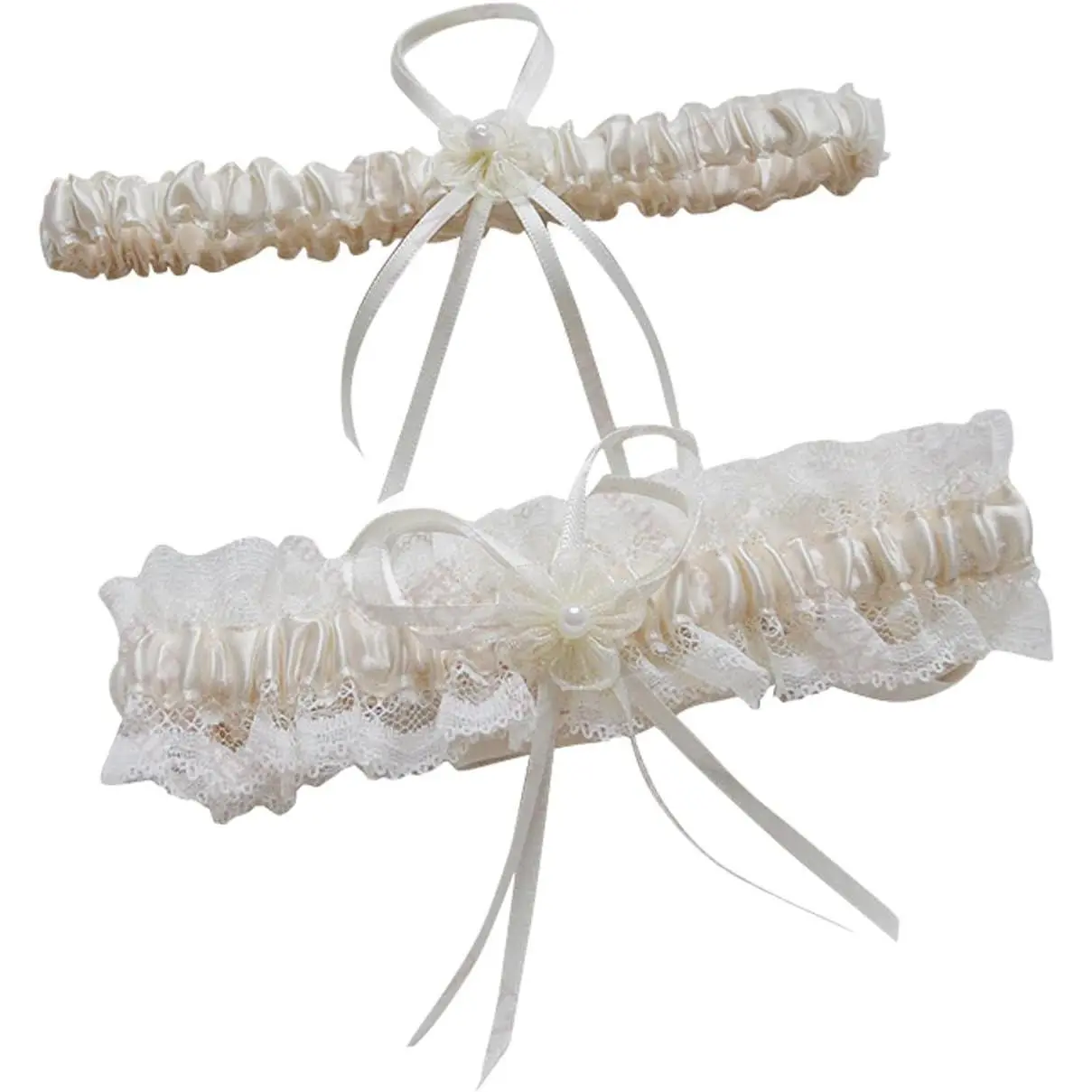 New Lace Wedding Garters for Bride Pearl Stretch Prom Garter, Women Wedding Bridal Legs Garter Set