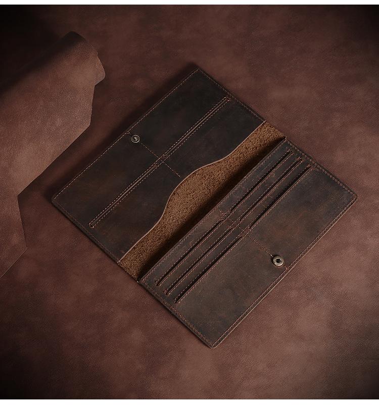 Unisex Vintage Genuine Leather Long Wallet, Exquisite Craftsmanship with Horsehide, Multi-functional and Portable for Greater Practicality