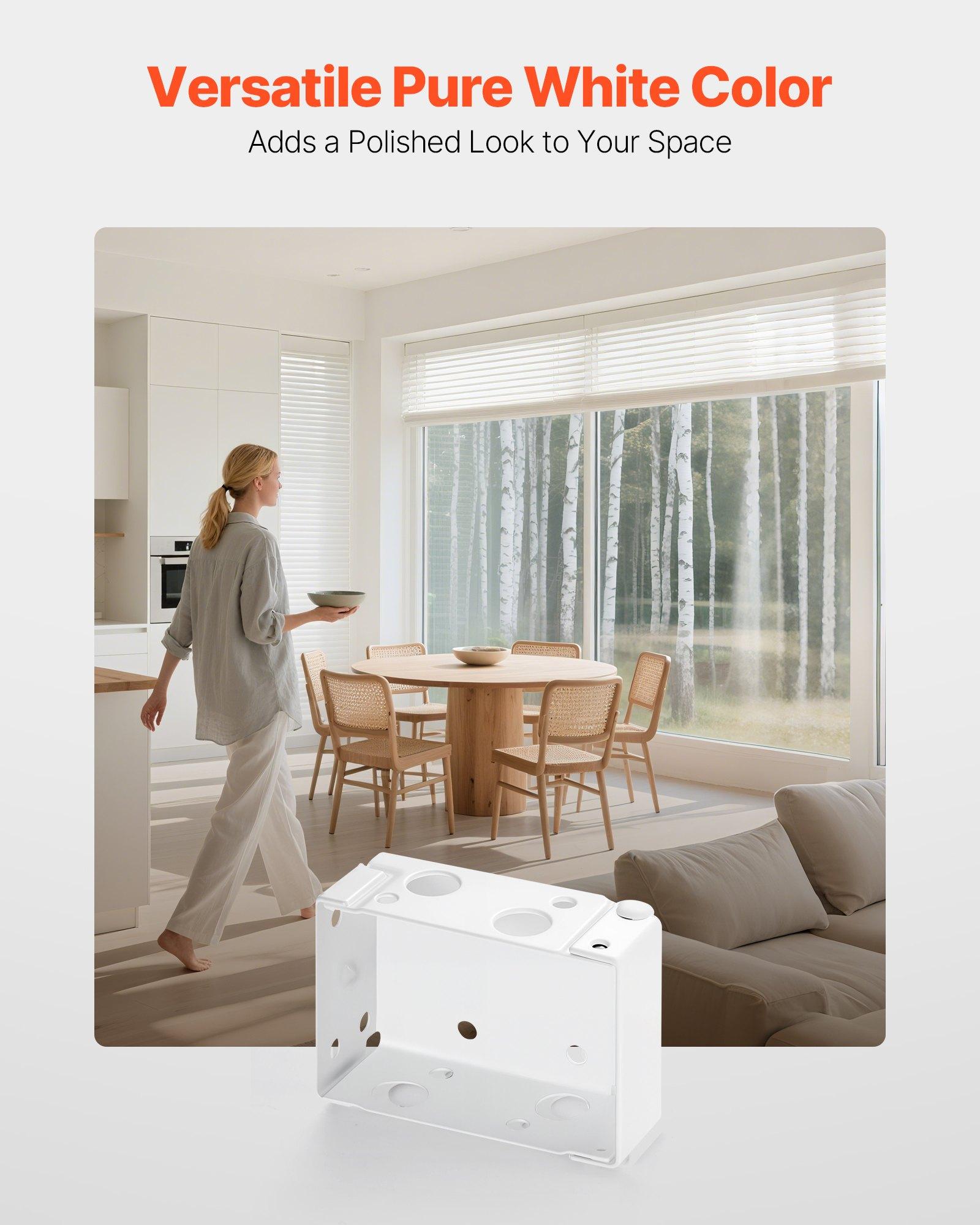 VEVOR Box Mounting Brackets, 2 Pcs, Box Blind Bracket for Window Blinds, Fit for 1.5 x 2.25 inch Headrails, with Self-Tapping Screws and Expansion Tubes, Sturdy Iron, for Blinds Installation, White