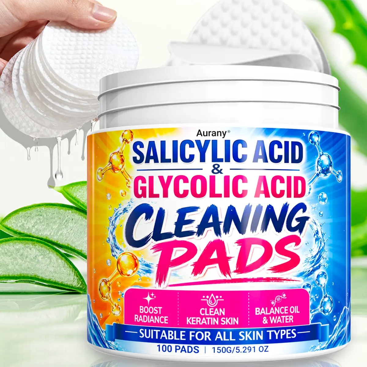 Glycolic Acid Pads, Glycolic Acid Exfoliating Pads, Face Pads , Deep Cleansing, Gentle Hydration, Plant Extracts, Keeps Skin Hydrated & Supple, Boosts Skin Radiance, Balances Oil & Water, Daily Skincare, Suitable For All Skin Types, Radiant