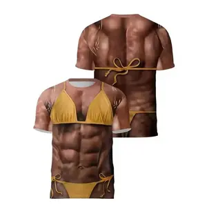Abs Chest Print Athletic Costume Tee, American Muscle Body Illusion Novelty Shirt.Comfortable Gym Workout Daily Wear, Eye-Catching Party Outfit & Perfect Birthday Surprise Gift.#TikTokMadeMeBuyIt#FakeMuscleTee#Gym Workout Wear#PartyNoveltyTop