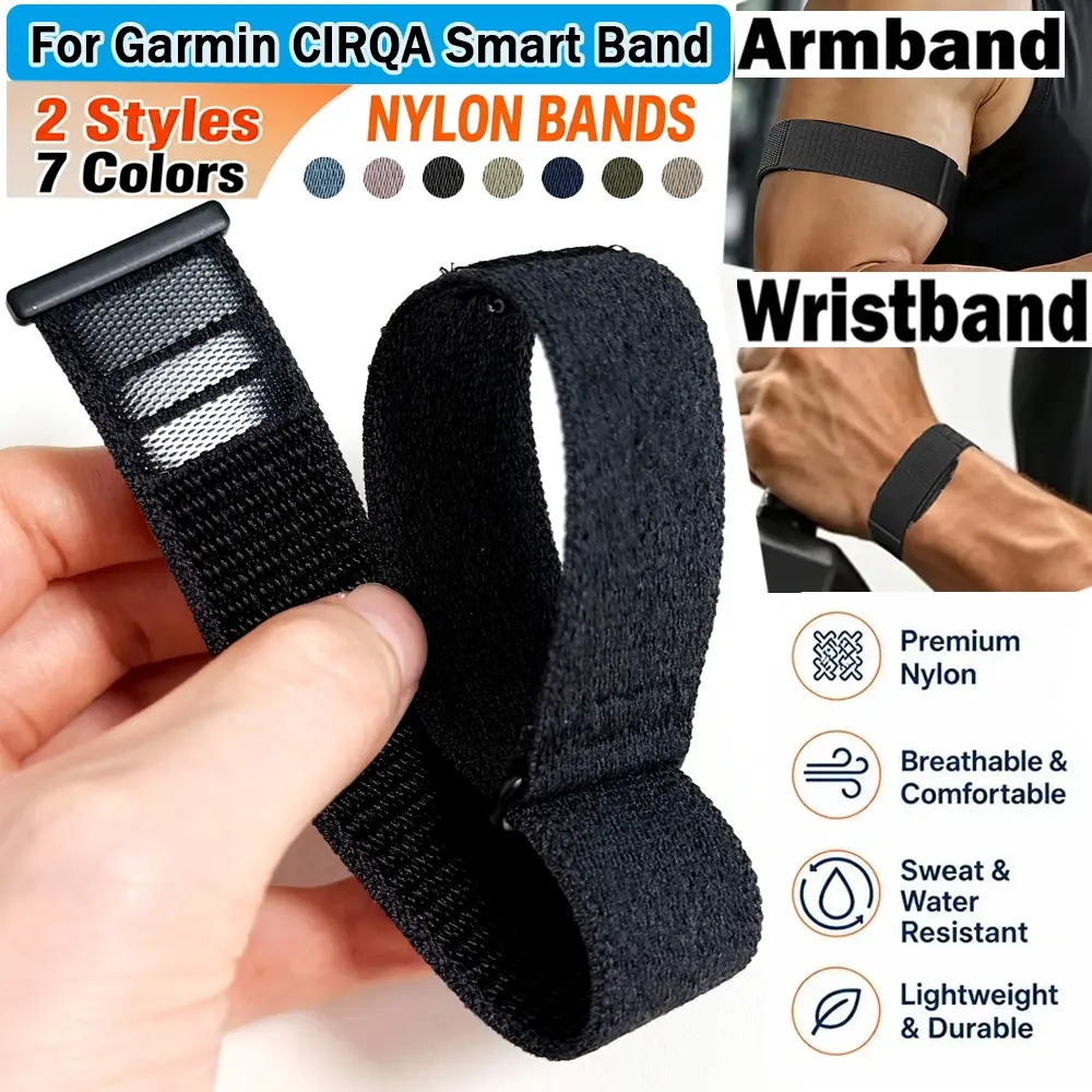 Premium Nylon Biceps Arm/Wristband for Garmin CIRQA Smart Band Strap Fitness Tracker Strap for Garmin CIRQA Smart Band Accessory