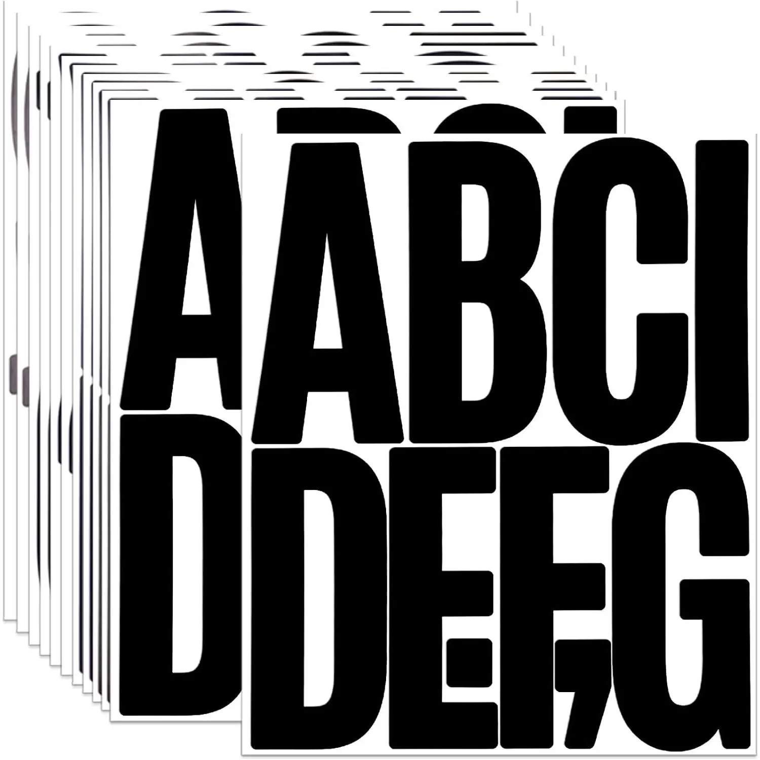 5 Inch Self-Adhesive Alphabet Number Letter Stickers, 122 Pieces, 12 Sheets Black, Waterproof Vinyl Symbol Stickers for Mailbox, Door, Truck, Outdoor, DIYGift