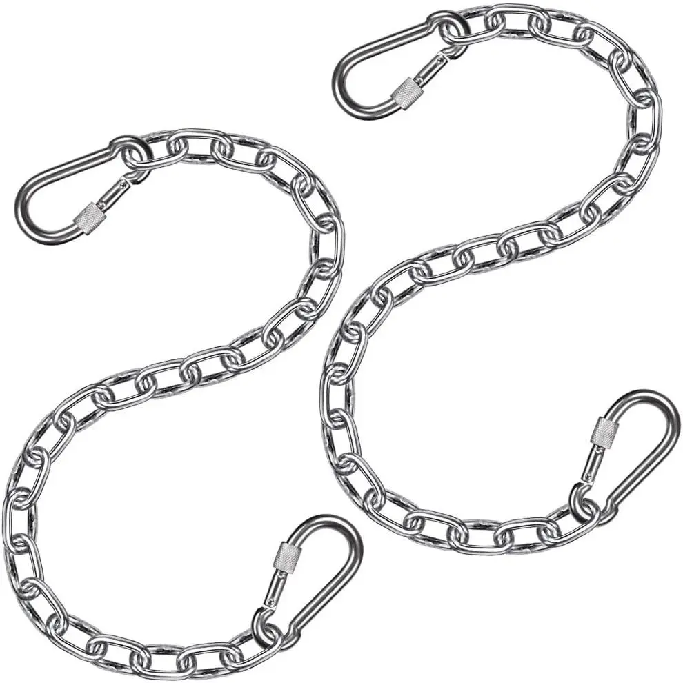 2Pcs 28 Inch 304 Stainless Steel Hanging Chair Chain with 4 Hooks, 1000 LBs Capacity Heavy Duty Swing Extension Chain for Hammock, Swingset, Punching Bag, Porch Swing, Indoor & Outdoor