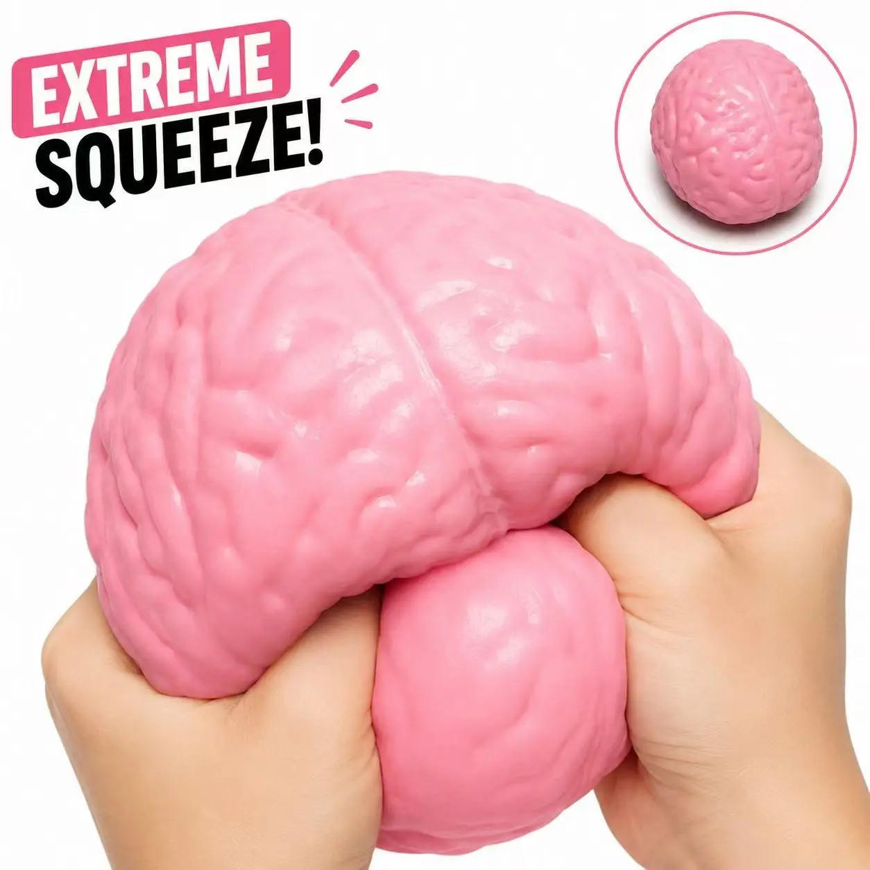 Creative Brain Shaped Squeeze Toy, Flour Filled TPR Stress Ball, Anxiety Relief Fidget Toy for Adults and Kids