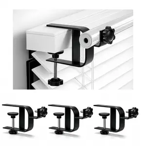 Inside Mount Curtain Rod Bracket for Blinds, No Drill Blind Adapter, Easy 1-Min Tool-Free Install, No Wall , Adjustable 0.8-2.2" Headrail, Fits 1" Rod, for Apartments & Rentals, Black, 3 Pack