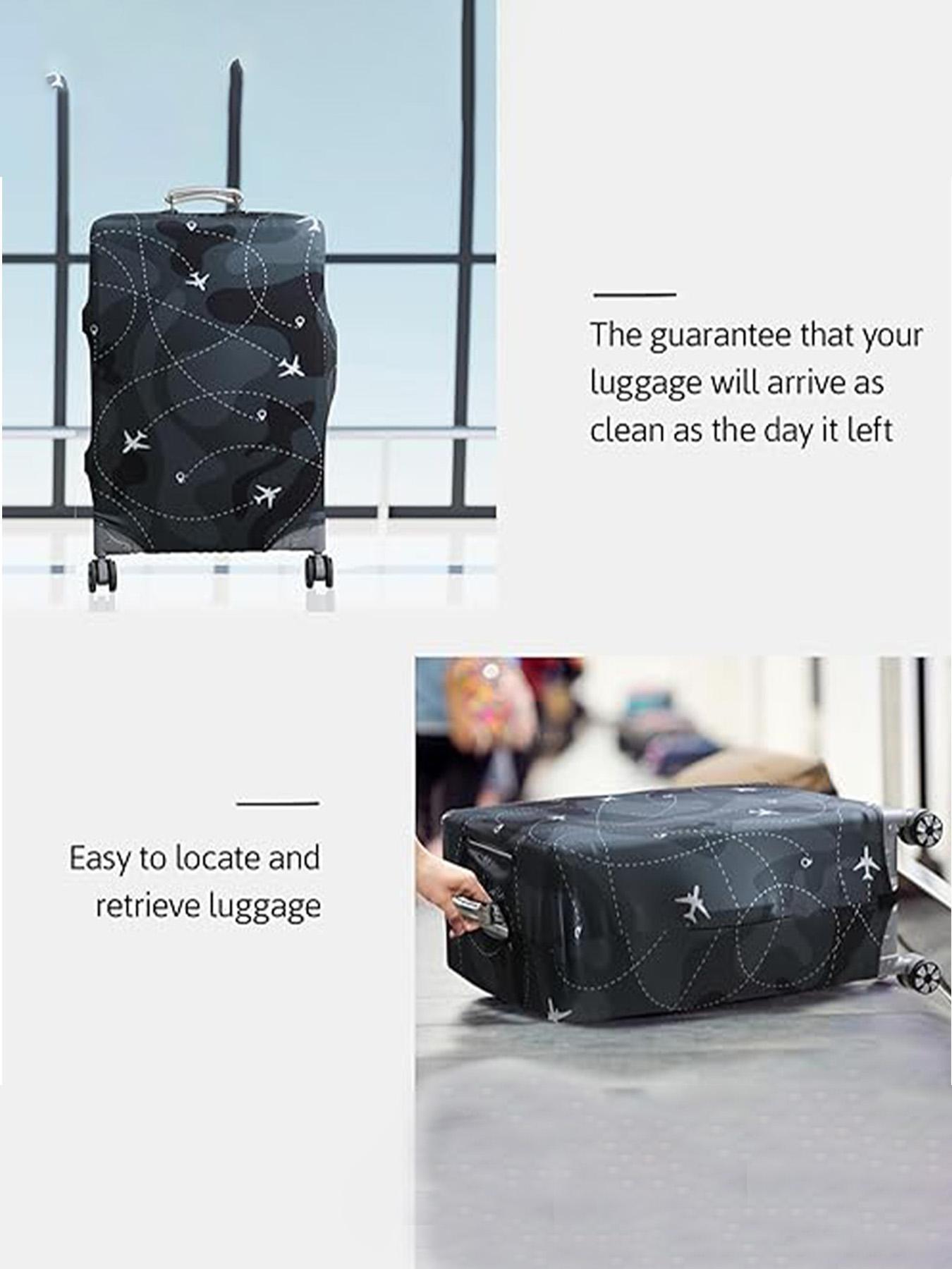 Floral & Letter Pattern Luggage Cover, Stretch Luggage Protector, Baggage Dust Case Cover, Travel Organizer for 18-32 Inch Suitcase