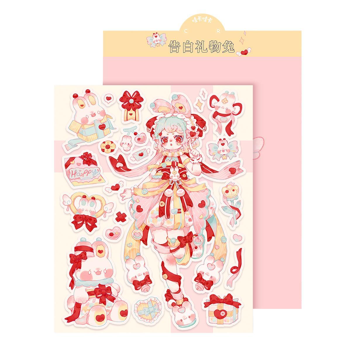 Room Decor Cute Cartoon Girl Pattern Sticker, Waterproof Self Adhesive Decorative Sticker, Fun Decor Sticker for Gift Greeting Card Water Bottle Laptop Phone DIY Scrapbooking Journal Making