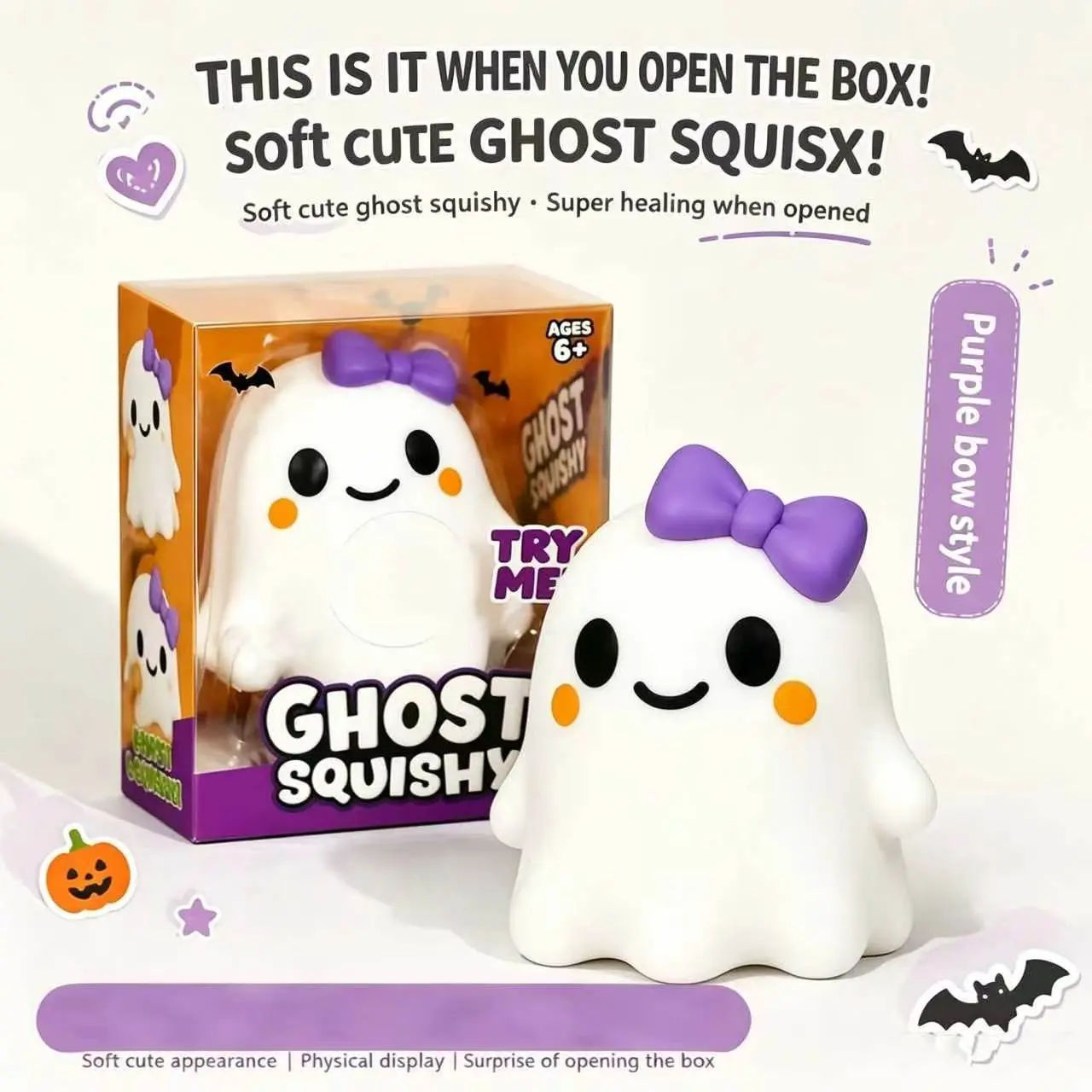 Halloween Ghost Stress Relief Toy, Soft Plush Slow Rebound, Creative Party Decoration Gift, Cute Unisex Design, Perfect for Kids & Adults