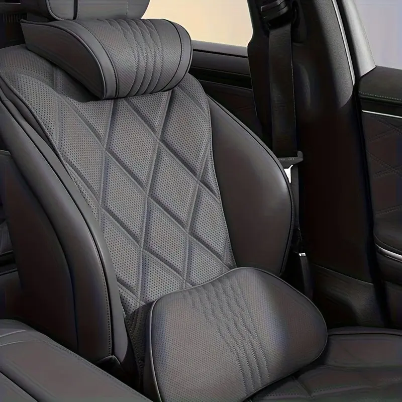 Premium Napa Leather Car Headrest Pillow, Breathable Memory Foam Neck Support Cushion, Comfortable Seat Back Rest Pad for Cars, Napa Leather Material