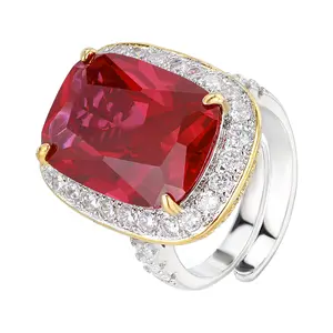 Women's European-American Vintage Luxury Rare Stone Ring - Red Corundum, Emerald, Zircon High-End Collectible Cultural Accessory