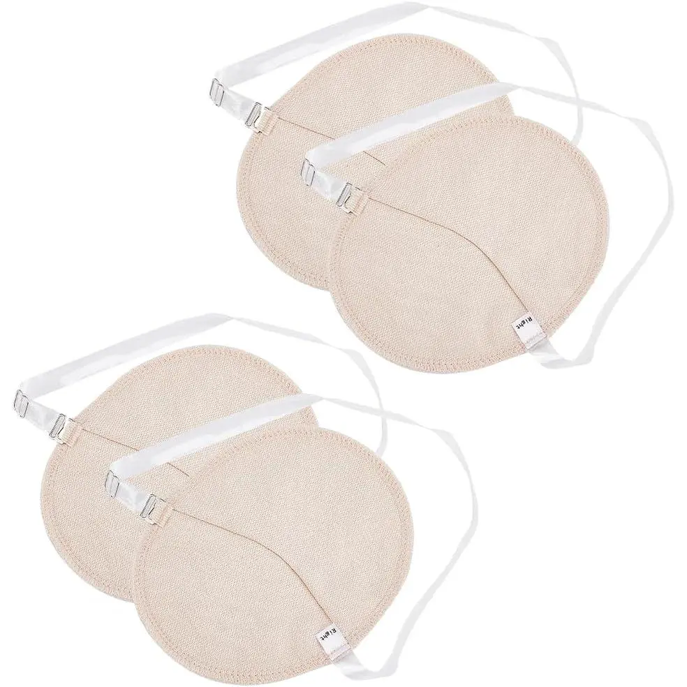 Unisex Reusable Cloth Underarm Sweat Pads (2 Pairs) - Sweat Control, Body Care Armpit Guards with Shoulder Straps, Washable Deodorant Shields, Antique White Package Highlighting Reusability, Underarm Product, Two Pairs