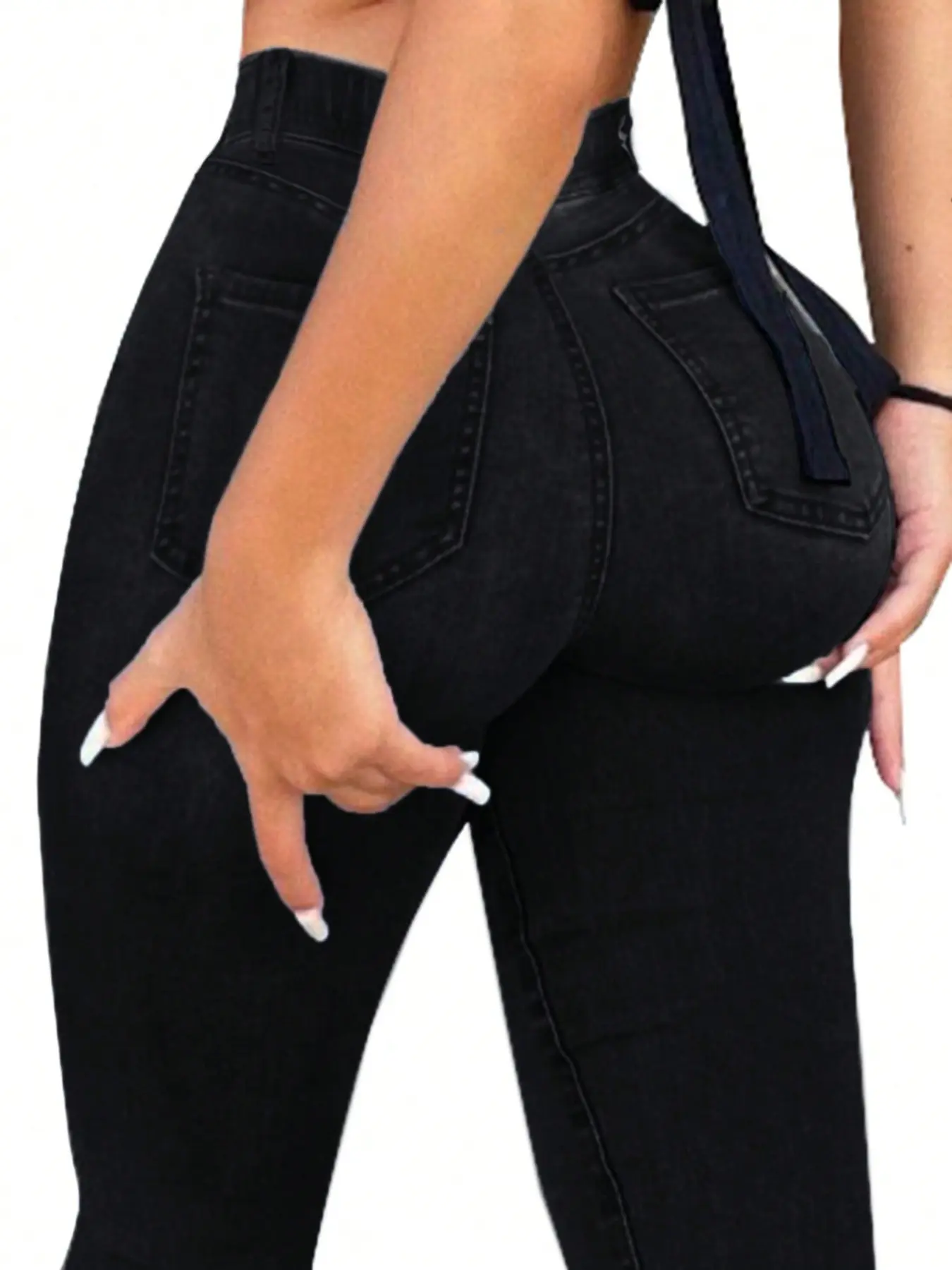 Black High Waist Stretch Skinny Jeans Fall Halloween Back To School Birthday Mexican