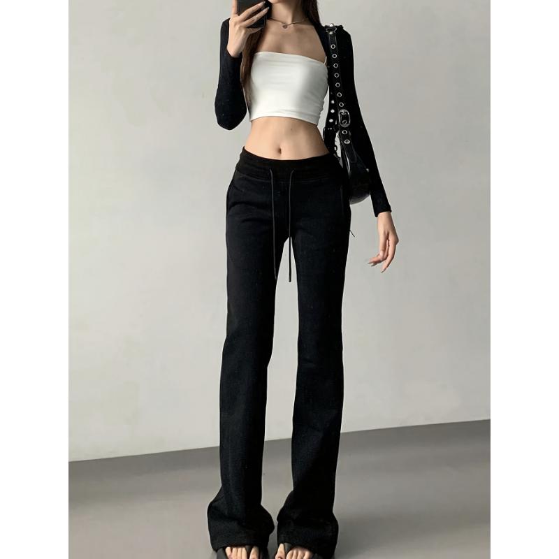 Drawstring Flare Leg Pants, Casual Forbidden Pants For Spring & Summer, Women's Clothing Drawstring Flare Leg Pants, Casual Forbidden Pants For Spring & Summer, Women's Clothing