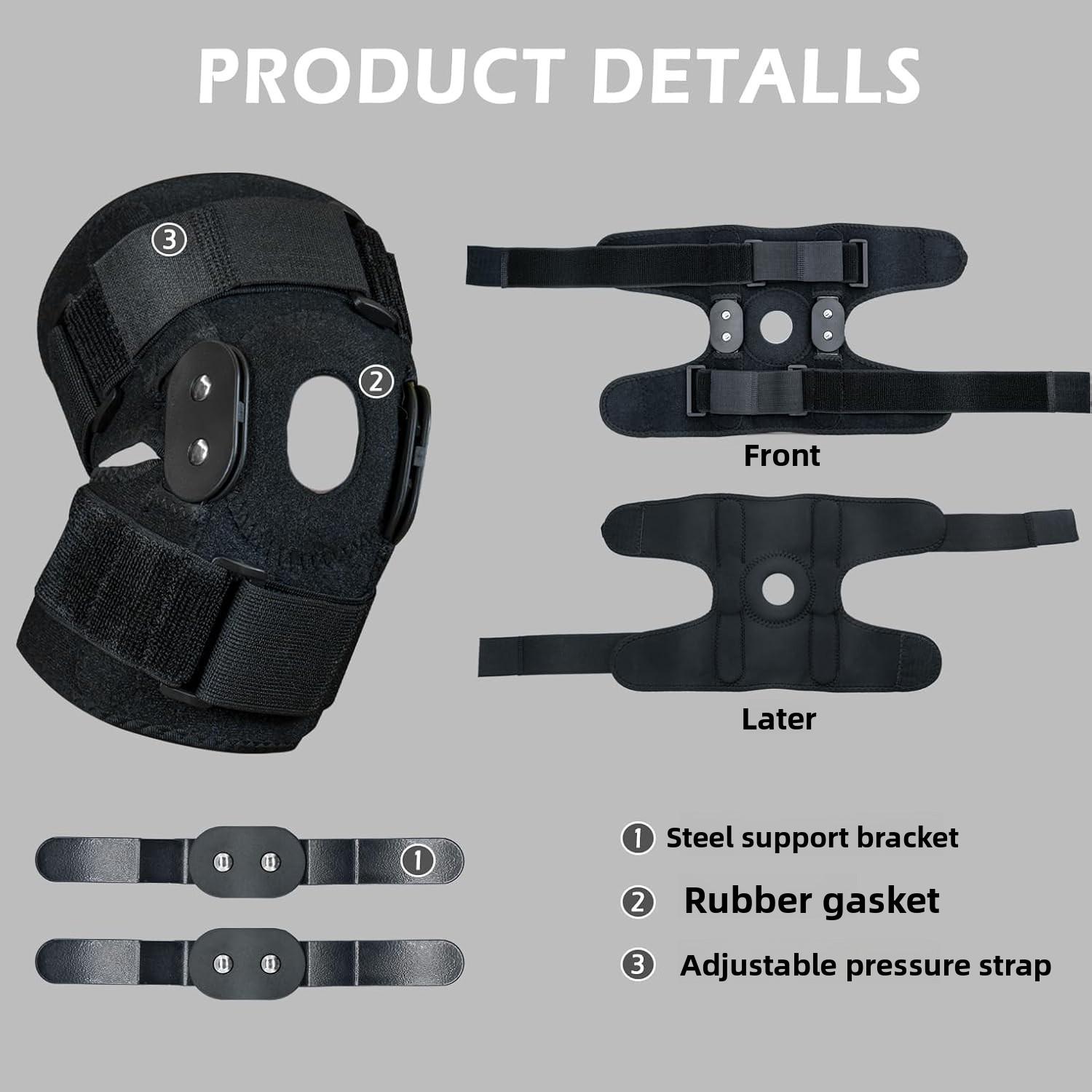 Adjustable Strap Knee Brace with Dual Aluminum Support, Patella Padded Compression Knee Sleeve for Running & Sports