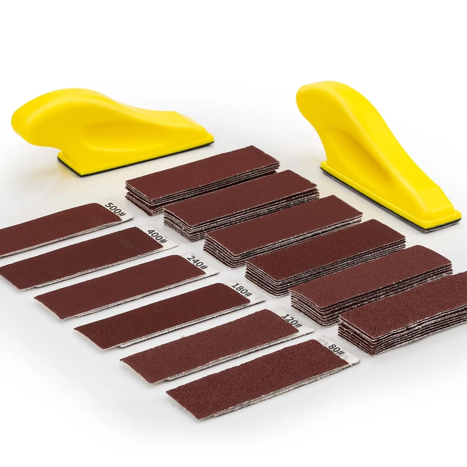 Micro Finger Sander  Crafts 2 Pack with 60 PCS 3.5 x 1 Inch Sandpaper 80 120 180 240 400 600 Grit Mini Gator Sanding  Crafts DIY Wood Finishing Tight Narrow Space Detail Polishing