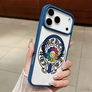 Colorful Chrome Hearts Collage Style Phone Case for iPhone 17 AIR 17 PRO 16 PRO15 PRO MAX 14 PLUS 13 PRO 12 11 PRO XS MAX X XR Plus  Shockproof Protective Cover Full Protection Anti-DropSolid color large-pore