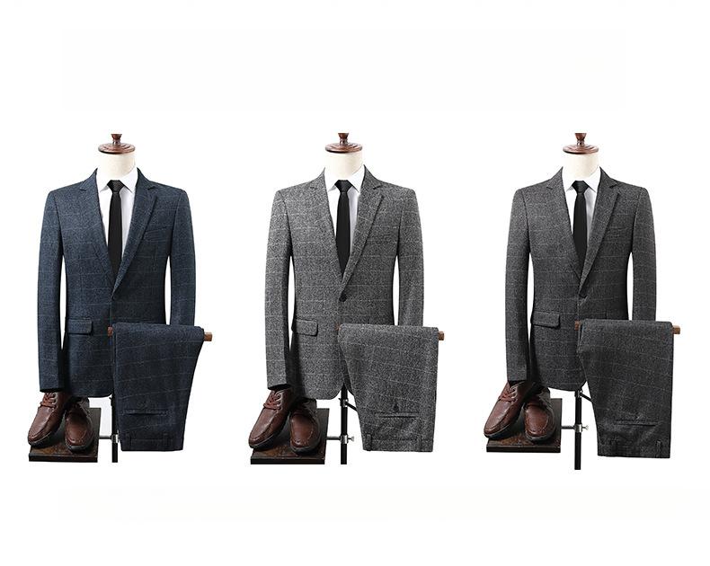 Men's Plaid Slim Fit Suit Korean Style One-Button Notch Lapel Casual Blazer with Pocket Detail & Center Vent Men's Plaid Slim Fit Suit Korean Style One-Button Notch Lapel Casual Blazer with Pocket Detail & Center Vent