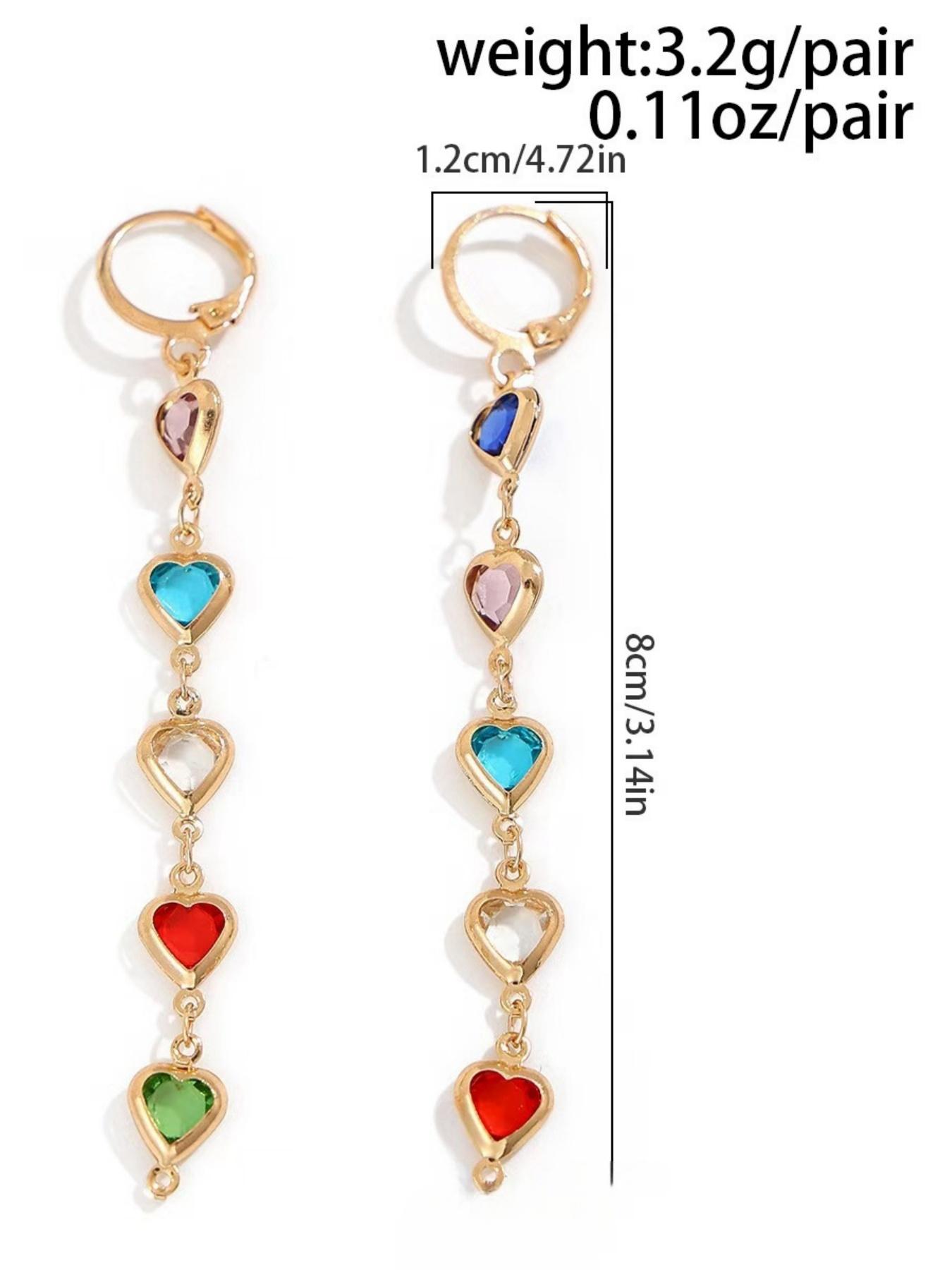 Heart Shaped Designed Dangle Earrings, Elegant Rhinestone Decor Hypoallergenic Earrings for Women, Fashionable Jewelry for Party, Trendy All-match & Exquisite Jewelry for Gift